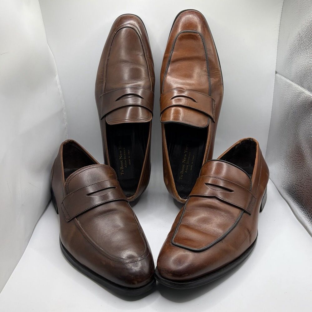 To Boot New York Penny Loafer Lot of Two Mens 9.5 Brown Leather Italy Formal